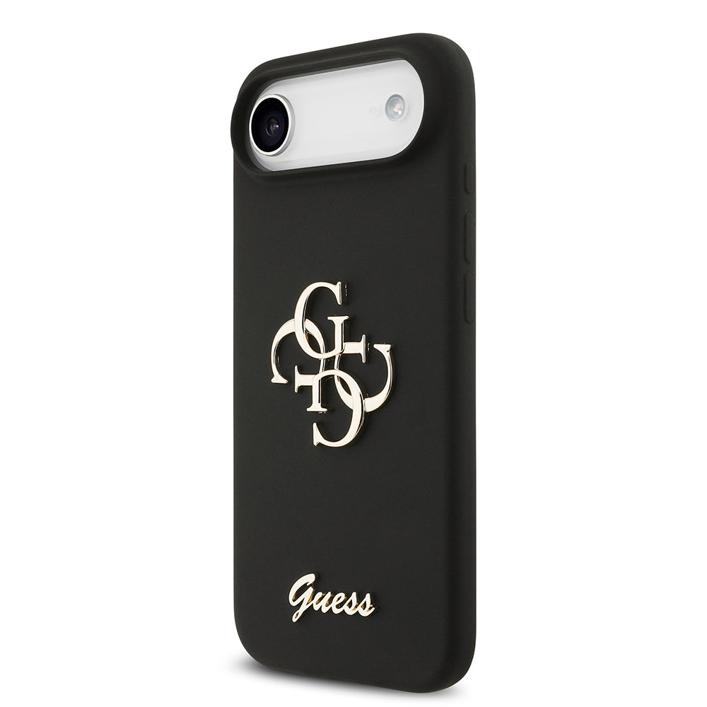 Apple iPhone 17 Air Kılıf Guess 4G Metal Grained Yazı Logolu TPU Kapak Siyah