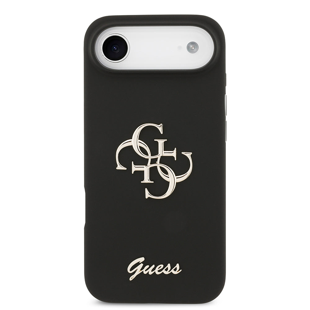 Apple iPhone 17 Air Kılıf Guess 4G Metal Grained Yazı Logolu TPU Kapak Siyah