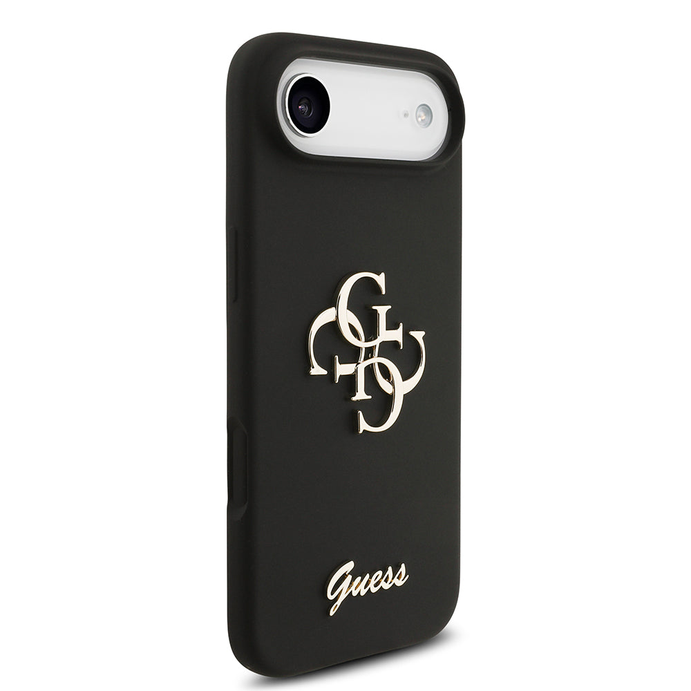 Apple iPhone 17 Air Kılıf Guess 4G Metal Grained Yazı Logolu TPU Kapak Siyah
