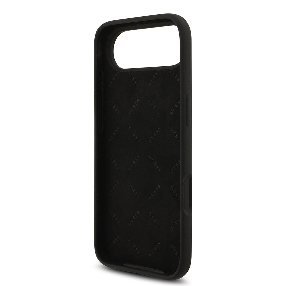 Apple iPhone 17 Air Kılıf Guess 4G Metal Grained Yazı Logolu TPU Kapak Siyah