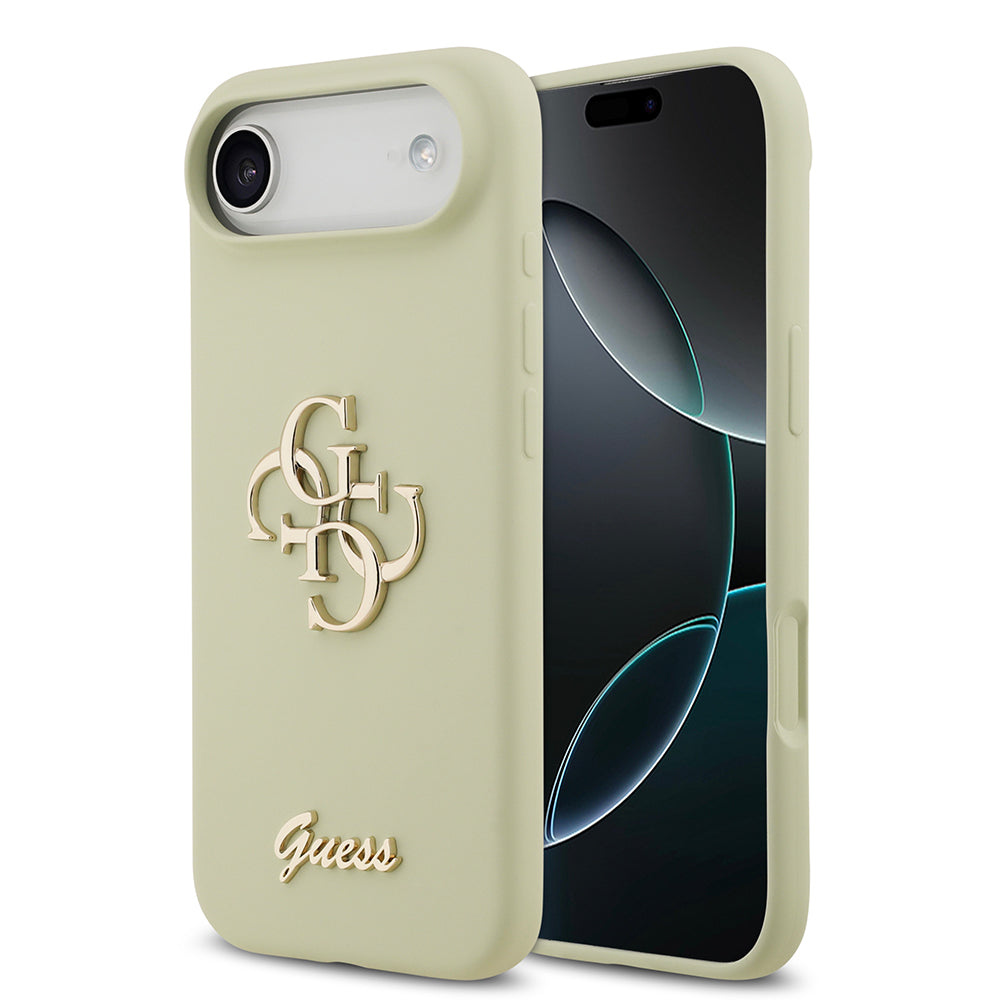 Apple iPhone 17 Air Kılıf Guess 4G Metal Grained Yazı Logolu TPU Kapak Yeşil