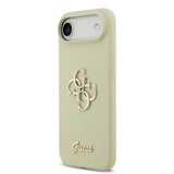 Apple iPhone 17 Air Kılıf Guess 4G Metal Grained Yazı Logolu TPU Kapak Yeşil