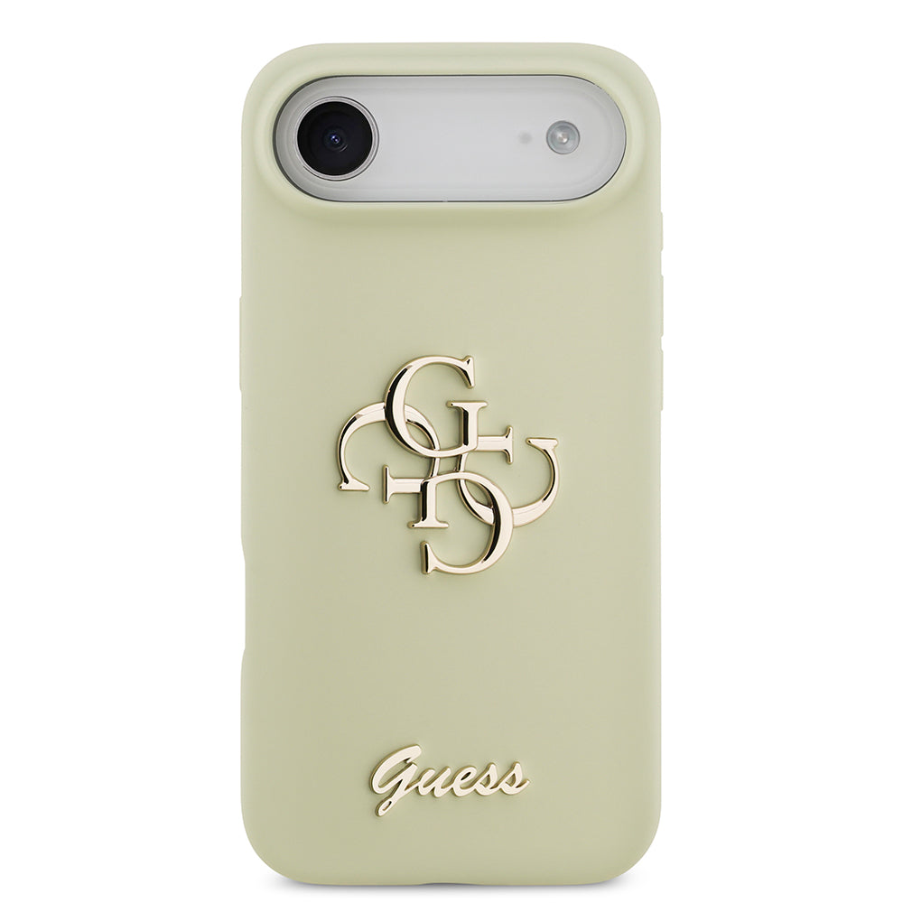 Apple iPhone 17 Air Kılıf Guess 4G Metal Grained Yazı Logolu TPU Kapak Yeşil