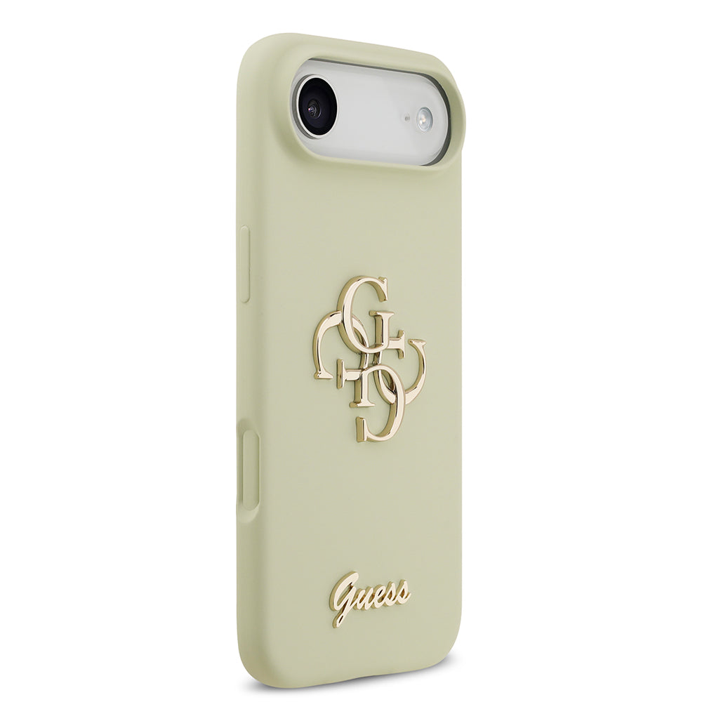 Apple iPhone 17 Air Kılıf Guess 4G Metal Grained Yazı Logolu TPU Kapak Yeşil