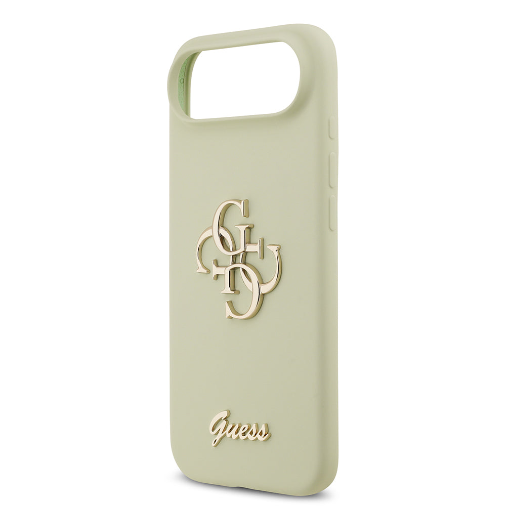 Apple iPhone 17 Air Kılıf Guess 4G Metal Grained Yazı Logolu TPU Kapak Yeşil