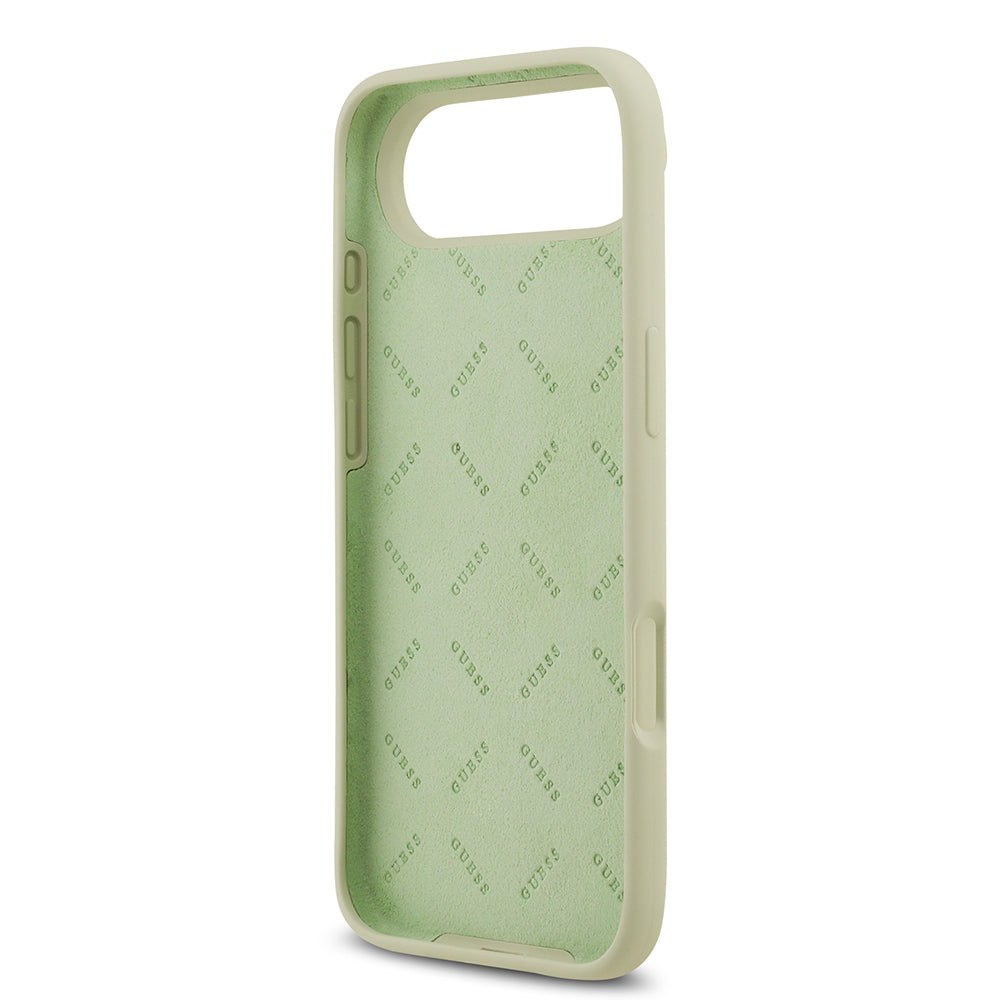 Apple iPhone 17 Air Kılıf Guess 4G Metal Grained Yazı Logolu TPU Kapak Yeşil