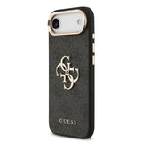 Apple iPhone 17 Air Kılıf Guess Gold Metal Kamera Çerçeveli Büyük 4G ve Yazı Logolu Kapak Siyah