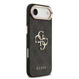 Apple iPhone 17 Air Kılıf Guess Gold Metal Kamera Çerçeveli Büyük 4G ve Yazı Logolu Kapak Siyah