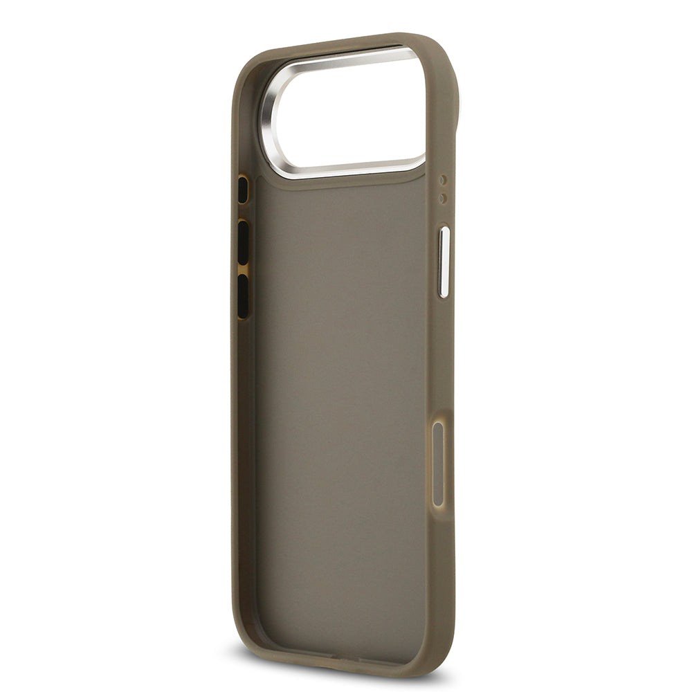 Apple iPhone 17 Air Kılıf Guess Grained 4G Metal Büyük Logolu PU Kapak Kahverengi