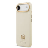Apple iPhone 17 Air Kılıf Guess M-safe Özellikli Grained Yazı ve Taşlı 4G Logolu Kapak Bej