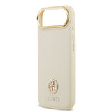 Apple iPhone 17 Air Kılıf Guess M-safe Özellikli Grained Yazı ve Taşlı 4G Logolu Kapak Bej