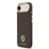 Apple iPhone 17 Air Kılıf Guess M-safe Özellikli Grained Yazı ve Taşlı 4G Logolu Kapak Kahverengi