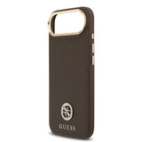 Apple iPhone 17 Air Kılıf Guess M-safe Özellikli Grained Yazı ve Taşlı 4G Logolu Kapak Kahverengi