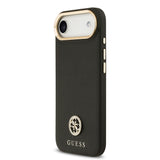 Apple iPhone 17 Air Kılıf Guess M-safe Özellikli Grained Yazı ve Taşlı 4G Logolu Kapak Siyah