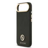 Apple iPhone 17 Air Kılıf Guess M-safe Özellikli Grained Yazı ve Taşlı 4G Logolu Kapak Siyah