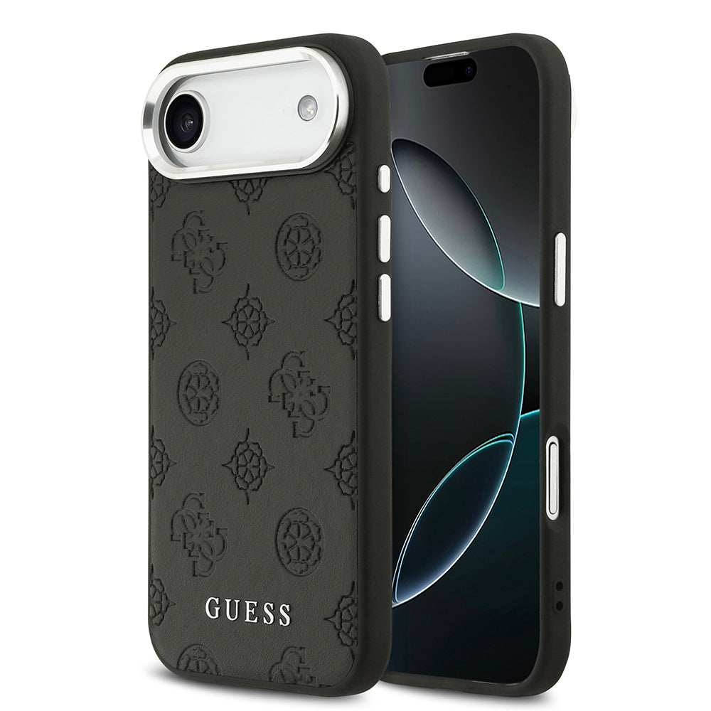 Apple iPhone 17 Air Kılıf Guess M-safe Özellikli Sıcak Baskılı Klasik Logolu PU Peony Kapak Siyah