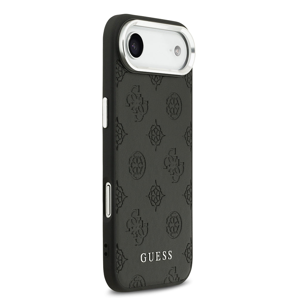 Apple iPhone 17 Air Kılıf Guess M-safe Özellikli Sıcak Baskılı Klasik Logolu PU Peony Kapak Siyah