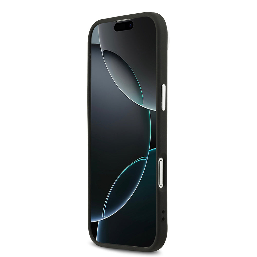 Apple iPhone 17 Air Kılıf Guess M-safe Özellikli Sıcak Baskılı Klasik Logolu PU Peony Kapak Siyah