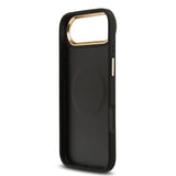 Apple iPhone 17 Air Kılıf Guess M-safe Özellikli Yazı Logolu PU Deri Peony Kapak Siyah