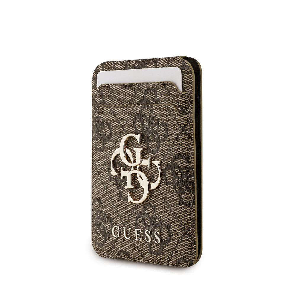 Apple iPhone 17 Air Kılıf Guess M-safe Şarj Özellikli 2in1 4G Metal Büyük Logolu Kartlıklı Kapak Kahverengi