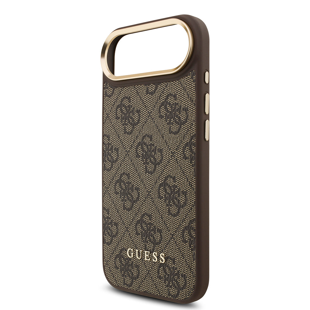Apple iPhone 17 Air Kılıf Guess M-safe Şarj Özellikli 2in1 4G Metal Büyük Logolu Kartlıklı Kapak Kahverengi