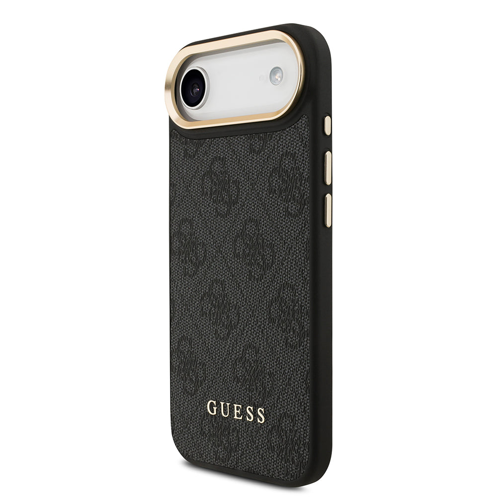 Apple iPhone 17 Air Kılıf Guess M-safe Şarj Özellikli 2in1 4G Metal Büyük Logolu Kartlıklı Kapak Siyah