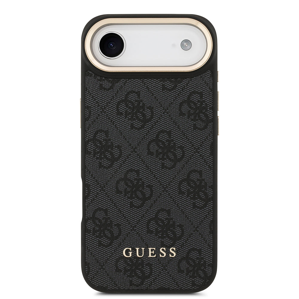 Apple iPhone 17 Air Kılıf Guess M-safe Şarj Özellikli 2in1 4G Metal Büyük Logolu Kartlıklı Kapak Siyah