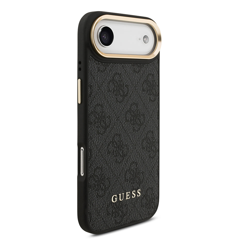 Apple iPhone 17 Air Kılıf Guess M-safe Şarj Özellikli 2in1 4G Metal Büyük Logolu Kartlıklı Kapak Siyah