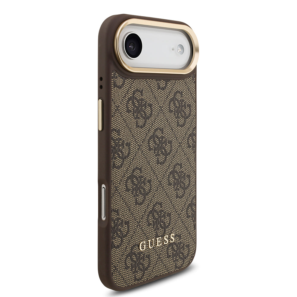 Apple iPhone 17 Air Kılıf Guess M-safe Şarj Özellikli Askılı ve Kartlıklı 4G Logo Kapak Kahverengi