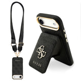 Apple iPhone 17 Air Kılıf Guess M-safe Şarj Özellikli Askılı ve Kartlıklı 4G Logo Kapak Siyah