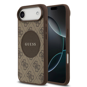 Apple iPhone 17 Air Kılıf Guess M-Safe Şarj Özellikli Circle Classic Kapak Kahverengi