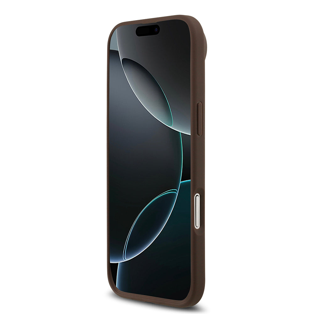 Apple iPhone 17 Air Kılıf Guess M-Safe Şarj Özellikli Circle Classic Kapak Kahverengi