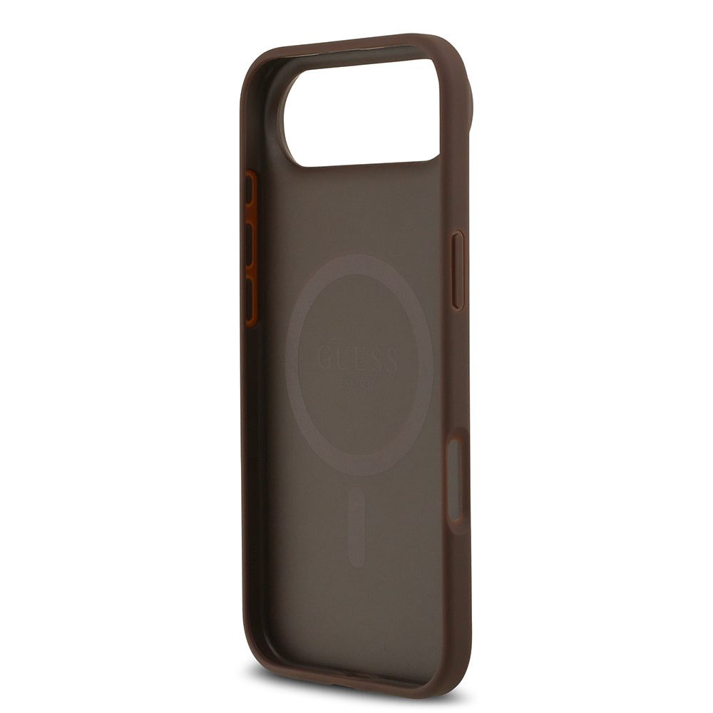 Apple iPhone 17 Air Kılıf Guess M-Safe Şarj Özellikli Circle Classic Kapak Kahverengi