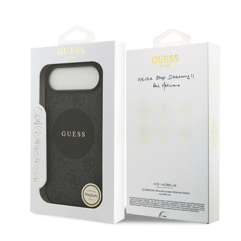 Apple iPhone 17 Air Kılıf Guess M-Safe Şarj Özellikli Circle Classic Kapak Siyah