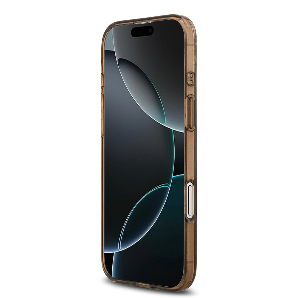 Apple iPhone 17 Air Kılıf Guess M-safe Şarj Özellikli IML Baskılı Klasik Logolu 4G Desenli Kapak Kahverengi