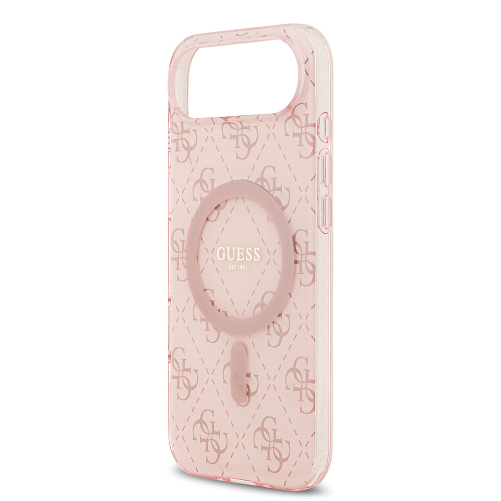 Apple iPhone 17 Air Kılıf Guess M-safe Şarj Özellikli IML Baskılı Klasik Logolu 4G Desenli Kapak Pembe