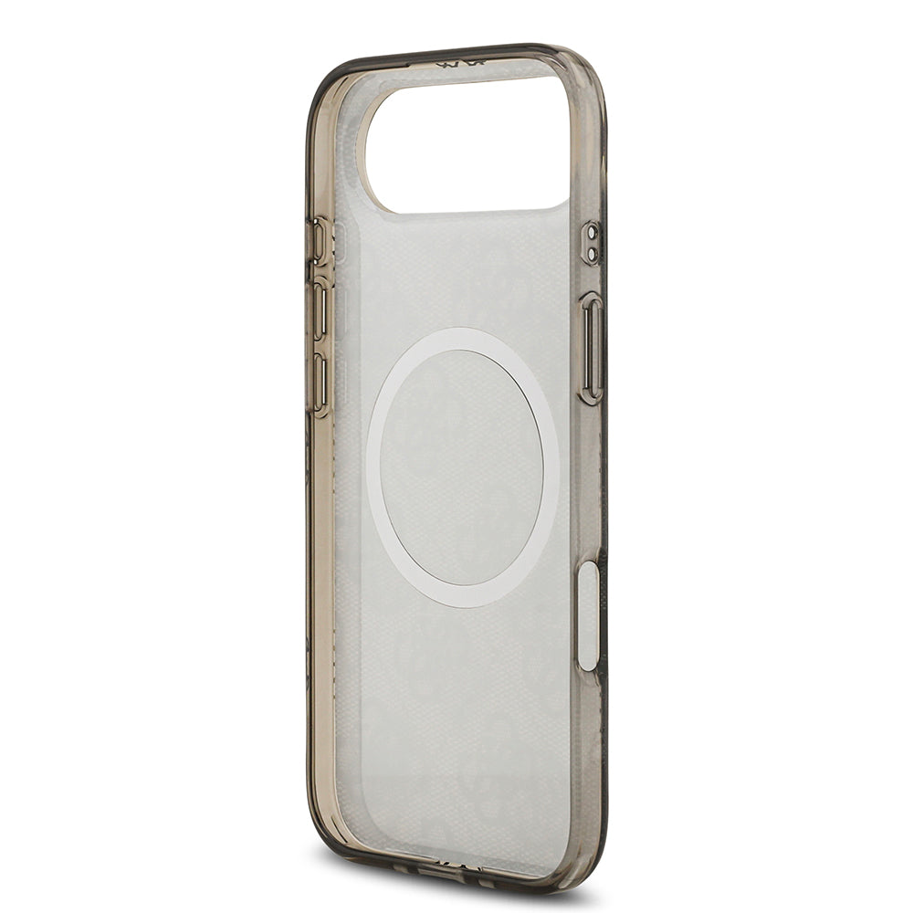 Apple iPhone 17 Air Kılıf Guess M-safe Şarj Özellikli IML Peony ve 4G Desenli Klasik Logolu Kapak Siyah