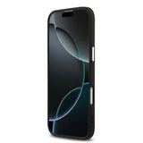 Apple iPhone 17 Air Kılıf Guess M-safe Şarj Özellikli Klasik Yazı Logolu PU Deri Kapak Siyah