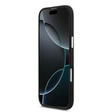 Apple iPhone 17 Air Kılıf Guess M-safe Şarj Özellikli PU Deri Metal Kamera Çerçeveli Üçgen Logolu Kapak Siyah
