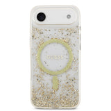 Apple iPhone 17 Air Kılıf Guess M-safe Şarj Özellikli Transparan Resin Bottom Pullu Kapak Gold