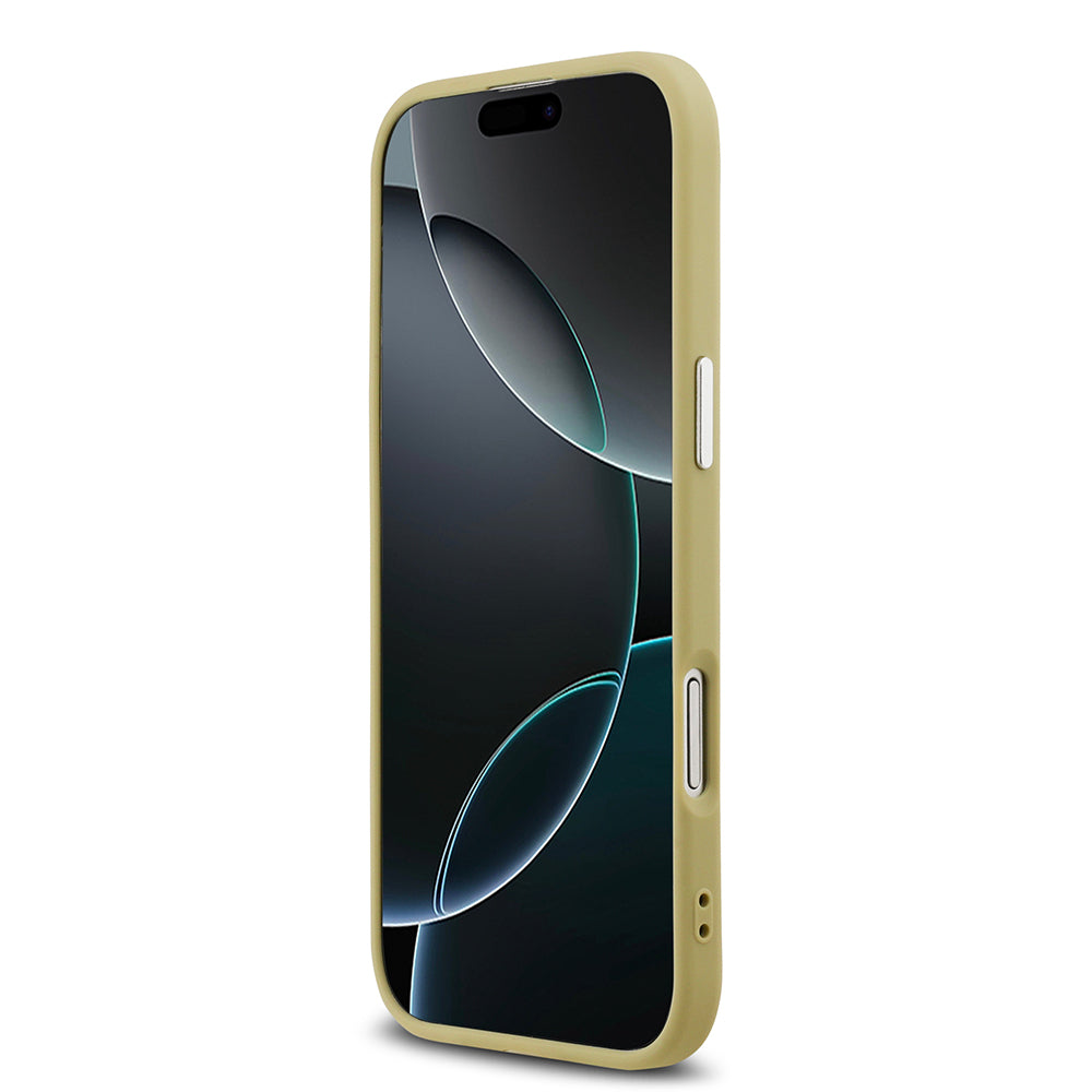 Apple iPhone 17 Air Kılıf Guess M-safe Şarj Özellikli Üçgen Logolu Glitter Kapak Gold