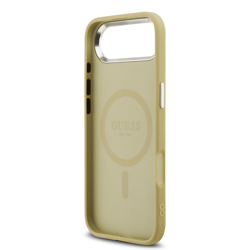 Apple iPhone 17 Air Kılıf Guess M-safe Şarj Özellikli Üçgen Logolu Glitter Kapak Gold