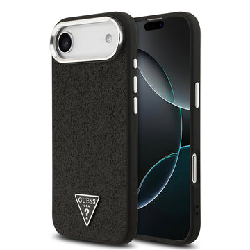 Apple iPhone 17 Air Kılıf Guess M-safe Şarj Özellikli Üçgen Logolu Glitter Kapak Siyah