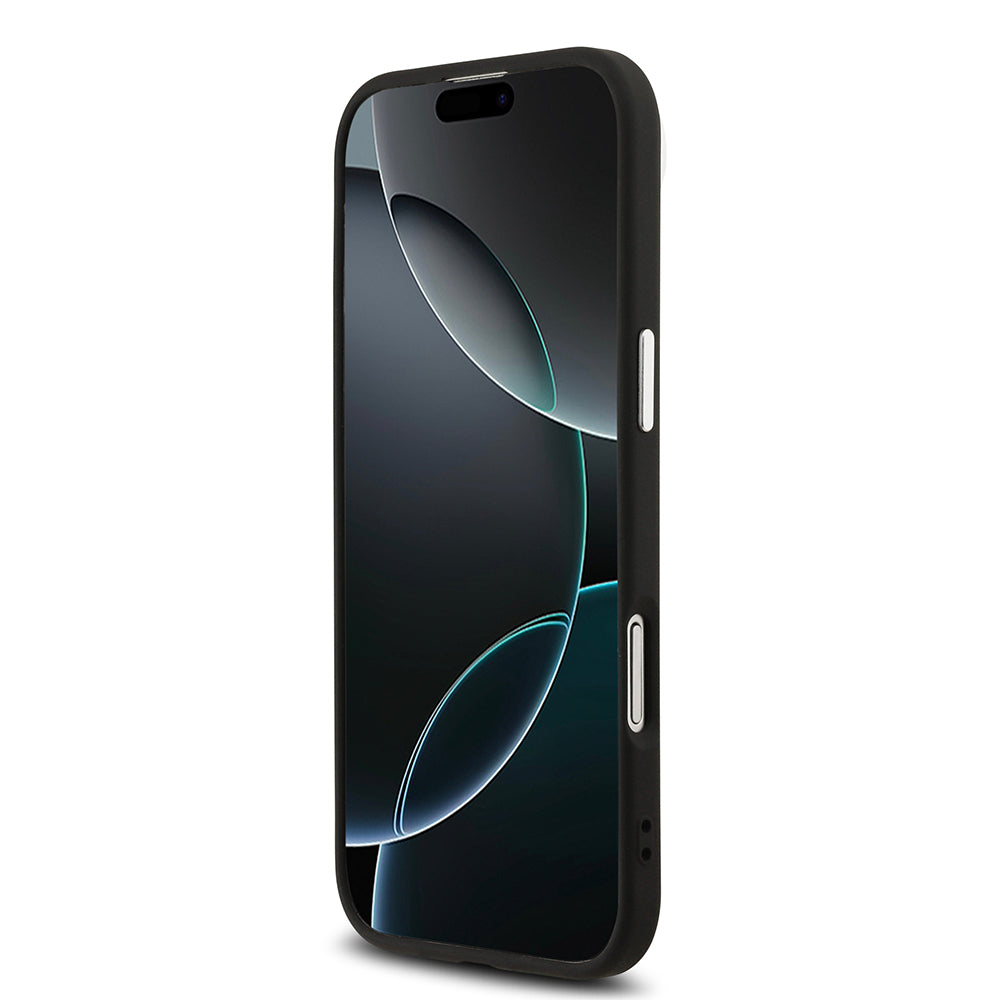 Apple iPhone 17 Air Kılıf Guess M-safe Şarj Özellikli Üçgen Logolu Glitter Kapak Siyah
