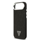 Apple iPhone 17 Air Kılıf Guess M-safe Şarj Özellikli Üçgen Logolu Glitter Kapak Siyah