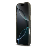 Apple iPhone 17 Air Kılıf Guess M-safe Şarj Özellikli Üçgen Logolu Simli Leopar Desenli Kapak Siyah