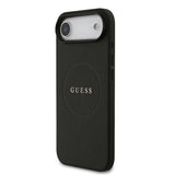 Apple iPhone 17 Air Kılıf Guess M-safe Şarj Özellikli Yazı Logolu PU Deri Kapak Siyah