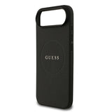 Apple iPhone 17 Air Kılıf Guess M-safe Şarj Özellikli Yazı Logolu PU Deri Kapak Siyah