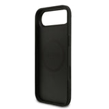 Apple iPhone 17 Air Kılıf Guess M-safe Şarj Özellikli Yazı Logolu PU Deri Kapak Siyah