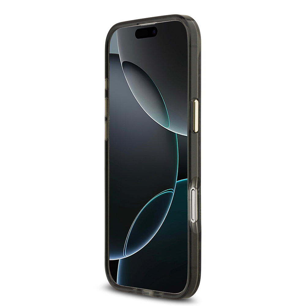 Apple iPhone 17 Air Kılıf Guess M-safe Şarj Özellikli Yazı Logolu Python Yılan Desenli Kapak Siyah